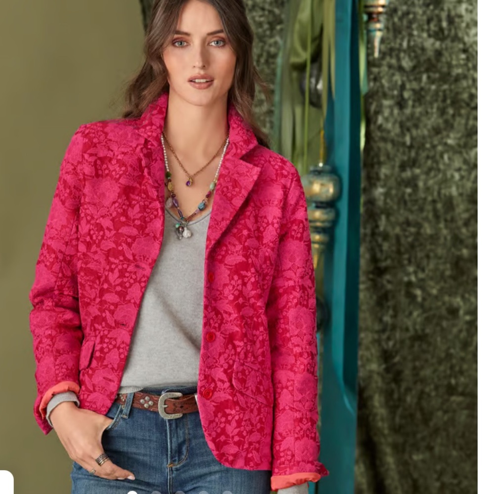 Sundance Vittoria Embroidered blazer Red Pink  suit top women’s size 10 NWOT